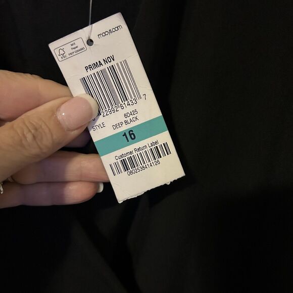 Alfani Jumpsuit Womens 16 Black Cape Sleeve Surplice Overlay Stretch Evening - Picture 9 of 14